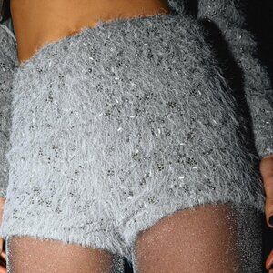 ZARA MINI FAUX FUR BEAD SHORTS